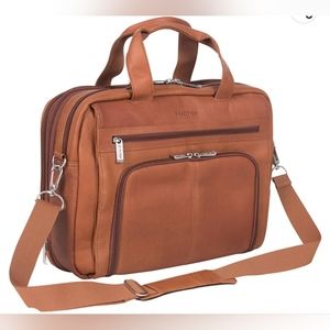 Kenneth Cole Reaction Manhattan Colombian Leather Briefcase Expandable RFID 15.6